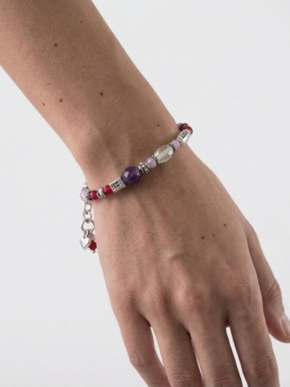 Brighton Love Heart Red Beaded Silver Bracelet - Picture 2 of 6